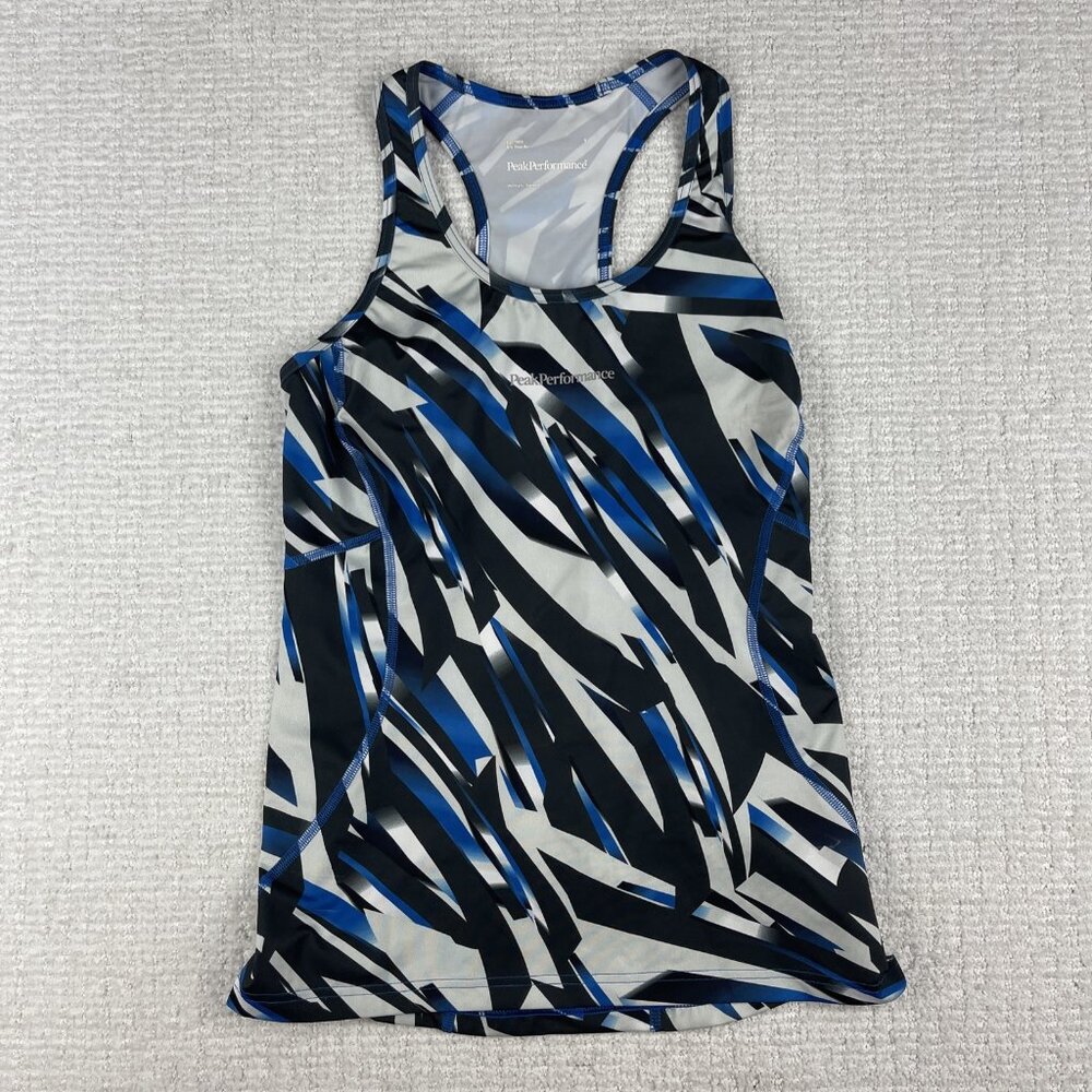 Peak Performance Womens Tank Top AOP  Small Blue Sweden Gym Run Yoga